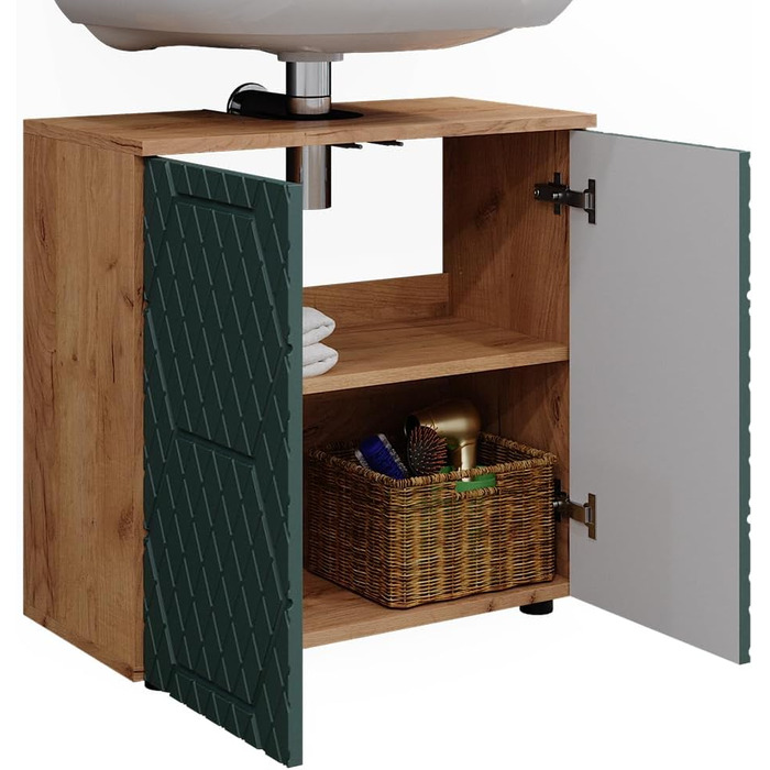 Підставка під раковину Vicco Grün/Goldkraft Eiche Irma, 60x59x30 см - шафка для ванної кімнати, 60 см