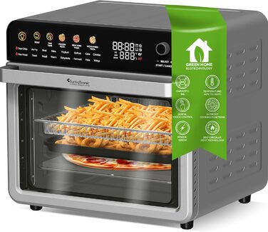Багатофункціональна піч TurboTronic Multi Smart Oven 16-в-1: піч, фритюрниця, дегідратор, гриль, піч для піци. Об'єм 34 л, 2200 Вт, до 1 кг картоплі фрі, 40-350°C.
