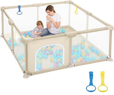 Дитячий манеж Dripex 124x124 см з дихаючою сіткою, сірий (124x124 см)