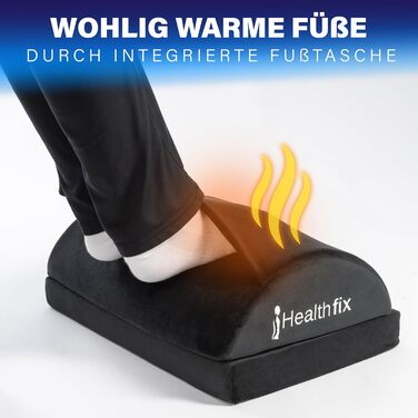 Підставка для ніг під стіл Healthfix® Ergonomische Fußstütze | Регульована висота, з м'якою підкладкою | Для офісу та дому, чорна