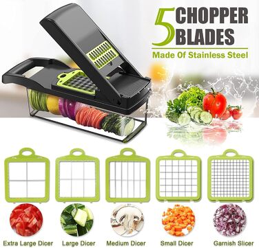 Багатофункціональний набір для нарізки овочів 22-в-1: спіралізатор, тертка, нарізач цибулі, картоплі та фруктів. З контейнером 1.2л та дренажним кошиком (сірий)