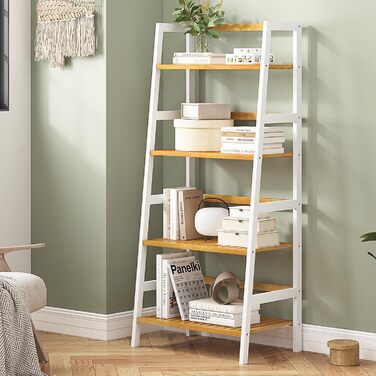 Багатофункціональна бамбукова полиця VIAGDO з 4 ярусами для ванної кімнати, книг, взуття, рослин, балкону, квітів. Білий колір