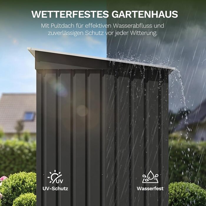 Сарай металевий Devoko 96x98x160 см для саду, тераси, з похилим дахом, антрацит. Комплект: рукавички, замок.