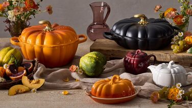 Кокотниця Le Creuset Figurale Kürbis, емальоване чавун, 4 л, білий колір з мідним ручками