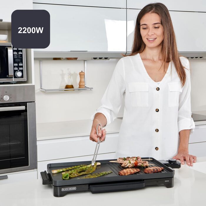 Електричний гриль-планка BLACK+DECKER BXGB2200E 2200W з регулюванням температури та антипригарним покриттям