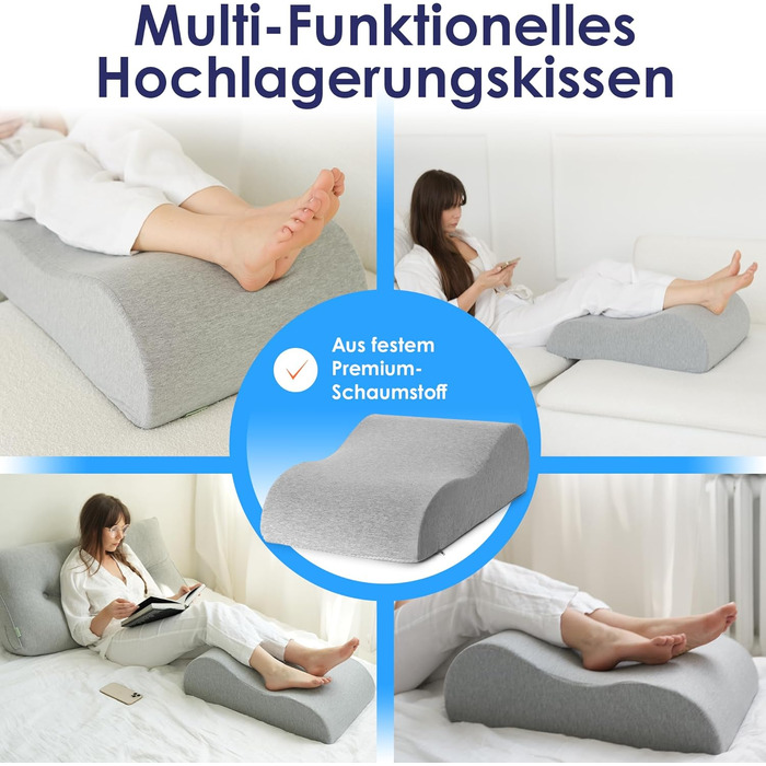 Подушка для ніг з ортопедичною підтримкою - для ніг, спини, спини, для дорослих, сертифікат Oeko-Tex, ідеально підходить для ліжка (L (22см))