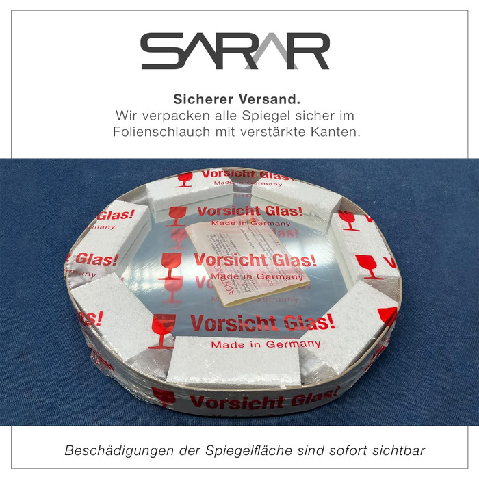 SARAR Круглий дзеркало для ванної кімнати з LED-підсвічуванням 120 см, Made in Germany, дизайн MAR113