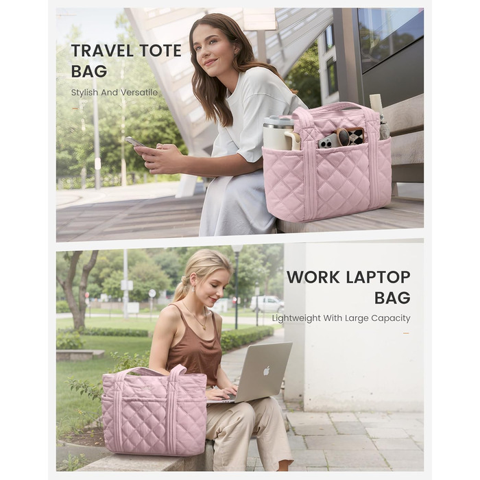 LOVEVOOK Сумка-шопер, велика, чорна (M, рожева): сумка для ноутбука 15.6