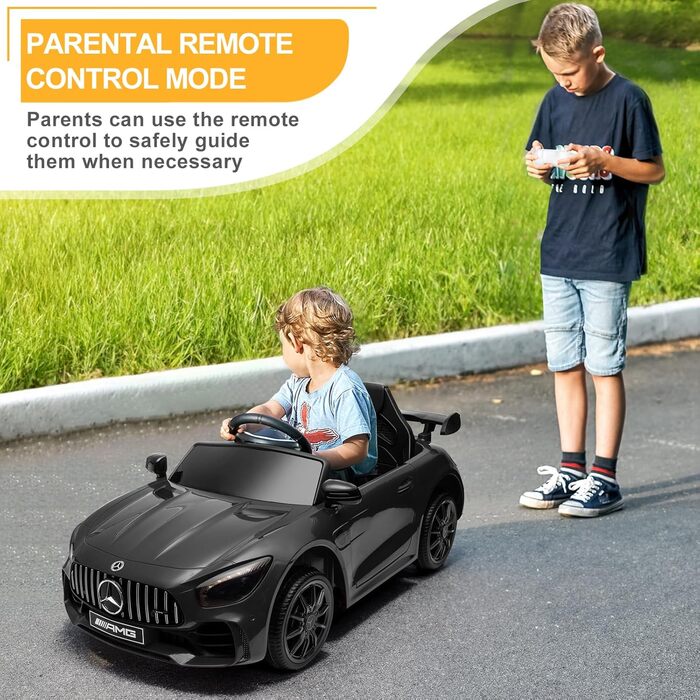 Дитячий електромобіль Mercedes-Benz AMG 12V, чорний, з пультом, MP3, LED, 2-дверний