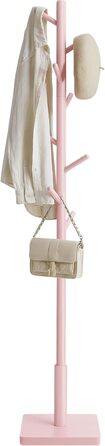 Стійка для одягу VASAGLE, дерев'яна, з 8 гачками, рожева, RCR010B01