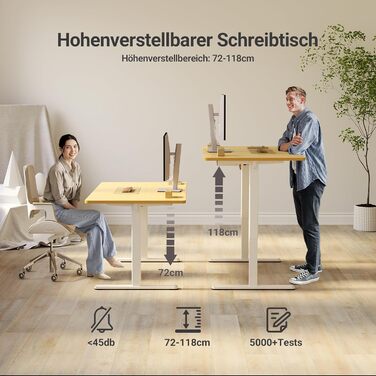 Регульований стіл Claiks з підняттям, 80 кг, 3 пам'ять, для дому/офісу, білий (180 x 80 см, бежевий)