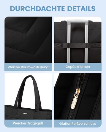 Сумка для ноутбука LOVEVOOK 15.6 дюймів, жіноча: шопер, велика робоча сумка, для навчання, офісу, школи (17.3 дюйми, чорна)