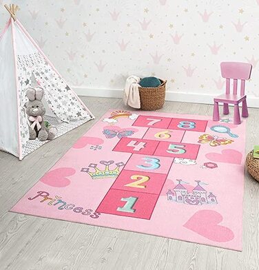 Дитячий килим Happy Life, Дитячий килим, килимок для ігор, що миється, килимок з цифрами, надувний килимок, цифри, рожевий, (160 х 220 см, рожевий)