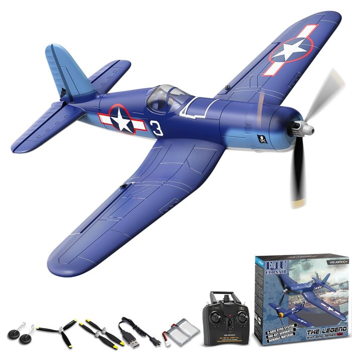 Радіокерований літак Volantexrc F4U Corsair V2 RTF 2.4GHz з USB зарядкою – для початківців, паркфлаєрів, легких польотів