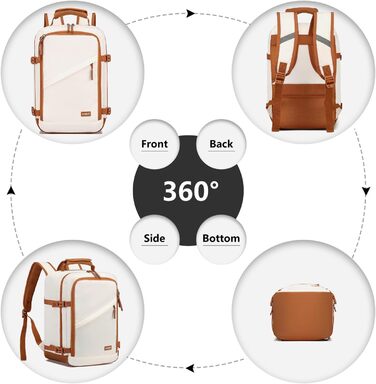 Кабінний рюкзак Kono 40x20x25 см для Ryanair, 20L, мінімалістичний (бежевий/коричневий)
