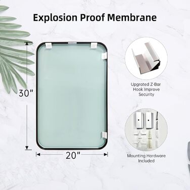 Дзеркало для ванної кімнати на стіну з круглим кутом та коричневим металевим каркасом, 76.2 x 50.8 см, бронза, для ванної, передпокою, вітальні, спальні