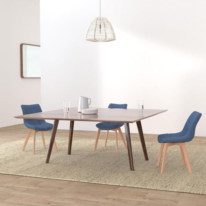 Набір з 2-х обідніх стільців Passaic, велюр, ергономічна м'яка подушка, захист для підлоги, до 150 кг, блакитний колір