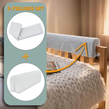 Захист для ліжка дитячого 120 см: бортик на ліжко, сітка для ліжечка з Minky (сірий)