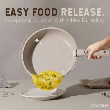 CAROTE Набір посуду 19 предметів з антипригарним покриттям, знімні ручки, для індукційних плит, тауп