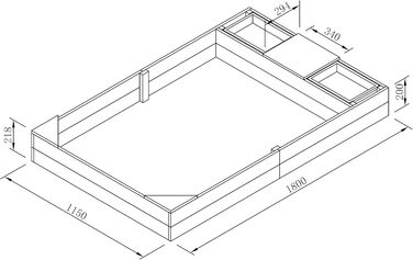 Дерев'яний пісочниця AXI Kelly з лавкою, куточком для сидіння та контейнерами, 180x115 см (Антрацит, Коричневий)