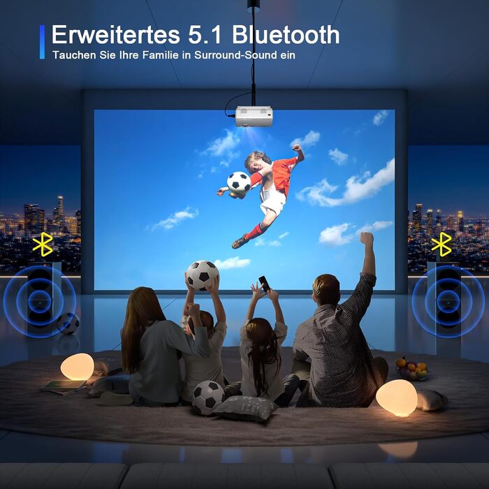 Міні проектор XuanPad A--19000L: WiFi, Bluetooth, 19000 люмен, 1080P HD, для домашнього кінотеатру, сумісний з TV Stick, HDMI, USB, AV, Laptop, iPhone, Android