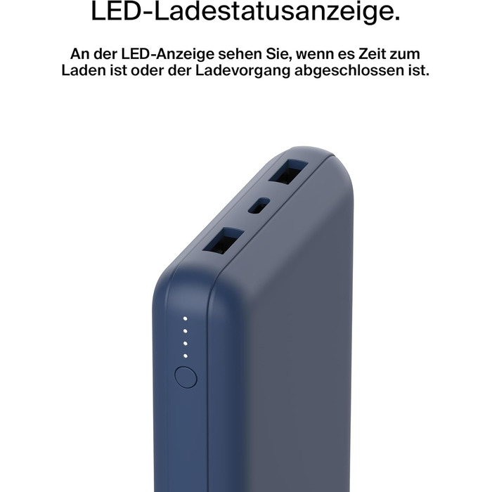 Повербанк Belkin 20K, 20 000 мАг, USB-C/USB-A, включаючи кабель, для iPhone, Galaxy, Pixel - синій