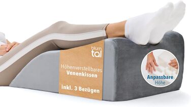 Ортопедична подушка для ніг Blumtal - регульована висота, проти набряків ніг, для дорослих, знімний чохол, білий/сірий