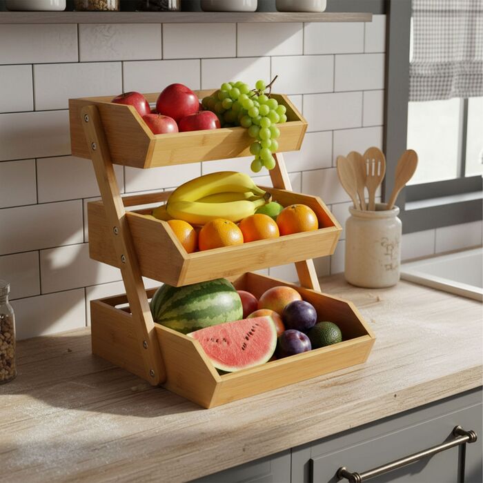 Підставка для рослин Relaxdays з бамбука, 3 яруси