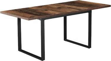 Розсувний обідній стіл B&D Home Anna | 120-160 x 80 см | на 4-6 осіб | з масиву дерева Texas-Eiche | чорне металеве підстав'я | для кухні та їдальні | стиль скандинавський, індустріальний