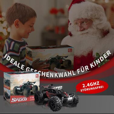 Радіокерований позашляховик Carox 1:18, 2.4 GHz, 25 км/год, Monstertruck з підсвічуванням (Червоний)