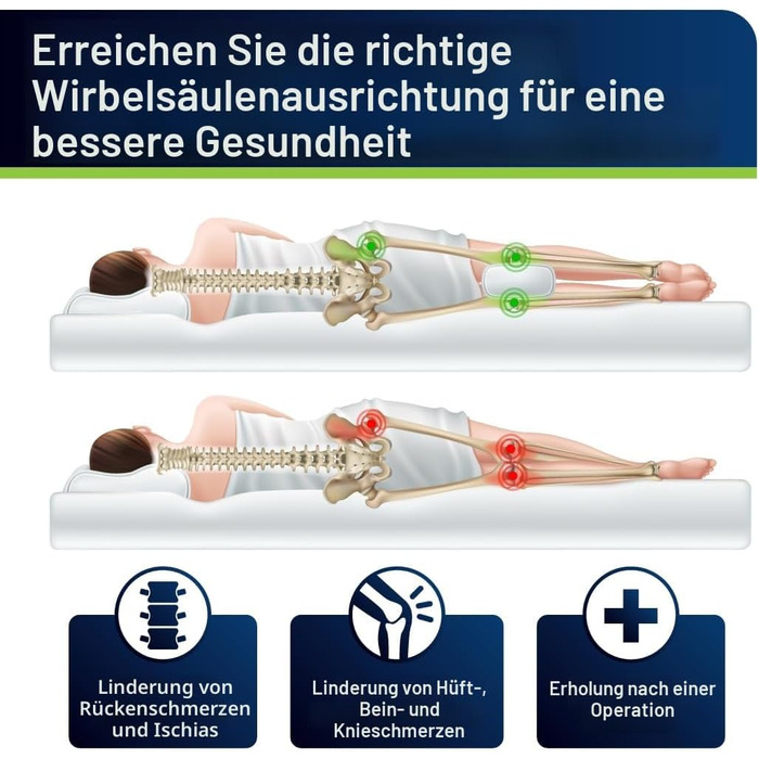 Ортопедична подушка під коліно з memory foam - для болю в спині, ішіасу, сну на боці. З інструкцією від лікарів. Біла.