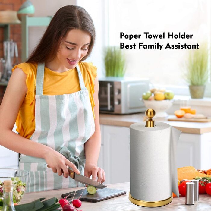 Тримач для паперових рушників на стільницю з обважченою основою, нержавіюча сталь, золото