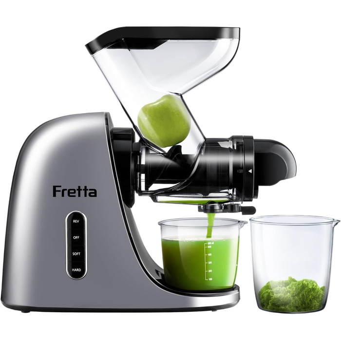 Фрета Slow Masticating Juicer - повільний шнековий соковичавник, BPA Free, синій (сріблястий)