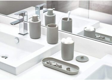 Набір для ванної кімнати iDesign Badezimmer Set (сірий): мильниця, тримач для зубних щіток, дозатор ватних дисків, піднос.