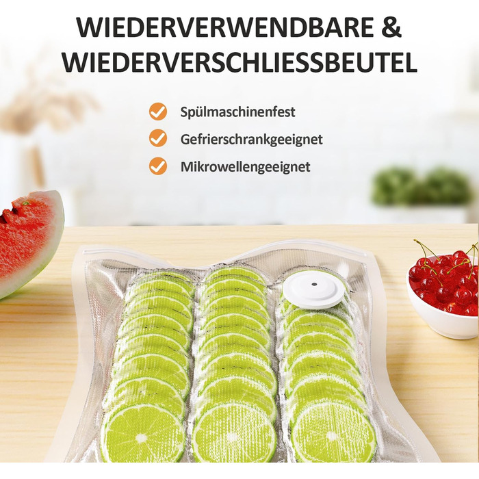 Вакууматор для продуктів харчування, компактний вакуумний пакувальник для безперервного використання з набором з 30 вакуумних пакетів