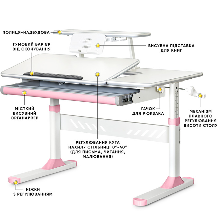Дитячий стіл Evo-Kids TH-320 Pink (арт. TH-320 W/PN)