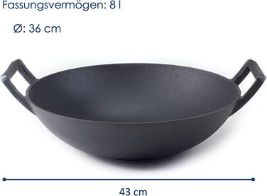 Чавунний Вок-високоякісна сковорода для вок діаметром 35,5 см, придатна для індукції-міцна чавунна сковорода в сільському стилі