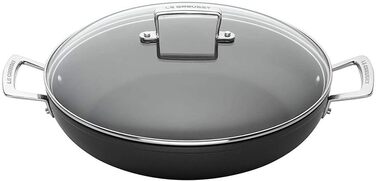 Сковорода Le Creuset з антипригарним покриттям з кришкою, 24 см, для всіх плит (включно з індукцією), антрацит/срібло