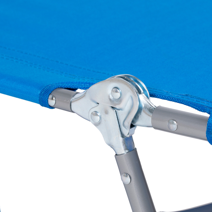 Outsunny Sun Lounger Складний садовий шезлонг з вікном для читання, подушка, шезлонг з регульованою спинкою в 5 напрямках, стійкий до погодних умов шезлонг для кемпінгу з навантаженням до 120 кг, для садового пляжного басейну, синій | Аосом