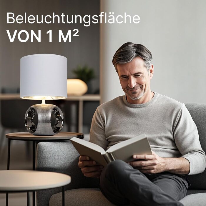 ARTE LAMP LED лампа настільна – класична декоративна хромована настільна лампа з білим тканинним абажуром для вітальні та спальні – з кабелем, хром, білий (золотий, білий)