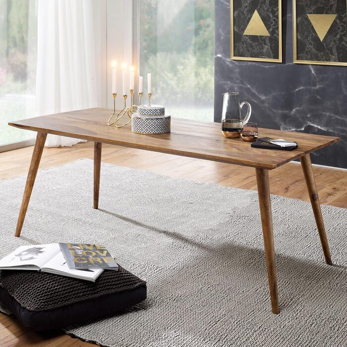 Стіл для їдальні FineBuy Sheesham, масив дерева, стиль кантрі, на 4-6 осіб