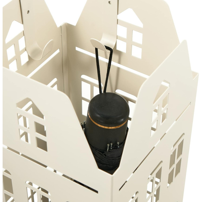 Металева підставка для парасольок Baroni Home сучасного дизайну з квадратним дахом, 2 мотики, 4 фути, стійкий до подряпин і знімний контейнер для дощу 15,5 x 15 x 49 см, (білий)