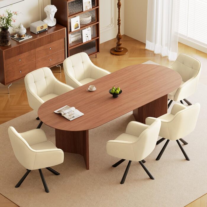 YOUDENOVA Крісла для обідньої кімнати, 360° обертання, з підлокітниками, оксамитові, для обідньої, кухні, вітальні та офісу, набір 2 шт. (Off-white)