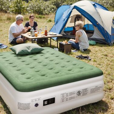 Надувний матрац для двох осіб 203x152x40 см з електричним насосом, самонадувний, для дому