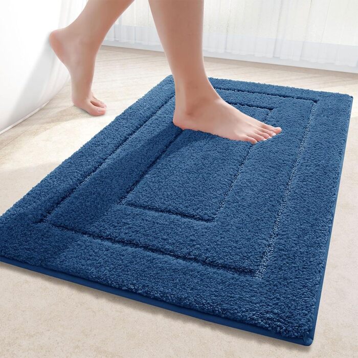 Килимок для ванної кімнати Homaxy з мікрофібри, антиковзний, 60x90 см, Marine Blau