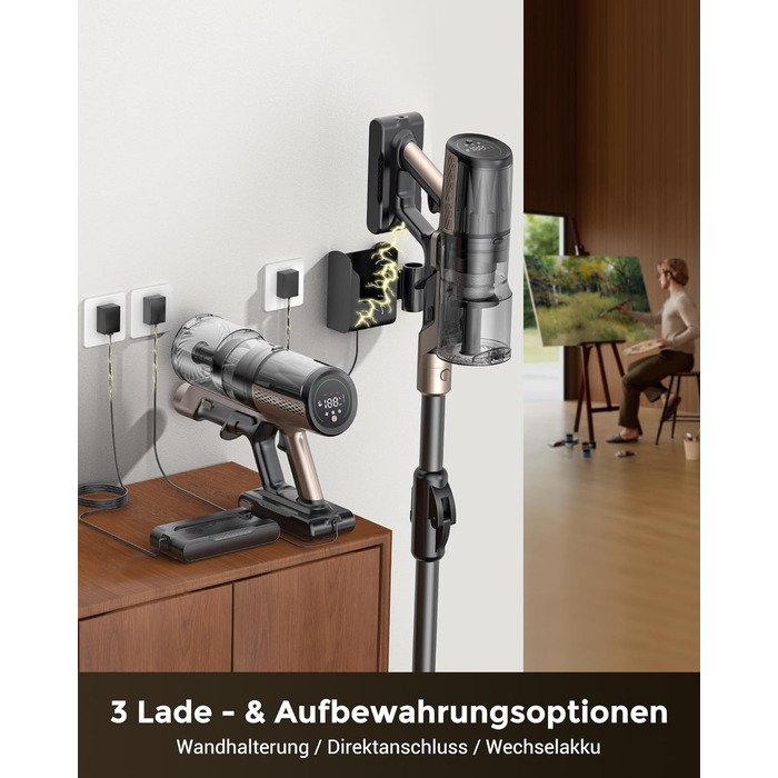 Proscenic P20: Акумуляторний пилосос 2-в-1 з функцією вологого прибирання, 70 кПа, 70 хв, 680 Вт, чорний. Для килимів та шерсті тварин