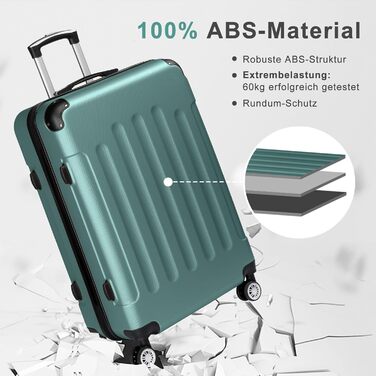 Набір валіз LALAHO 4 шт. з косметичками, з ABS пластику, турецький, з захисними куточками (смужки)