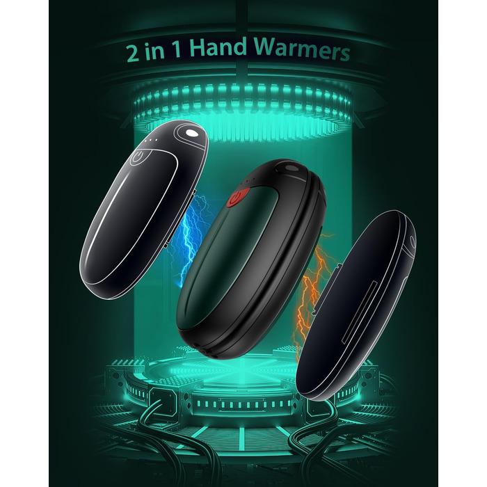 Електричні грілки для рук VTHW 2 шт. - USB, 20 годин тепла, 3 рівні температури, для спорту та артриту (зелені)