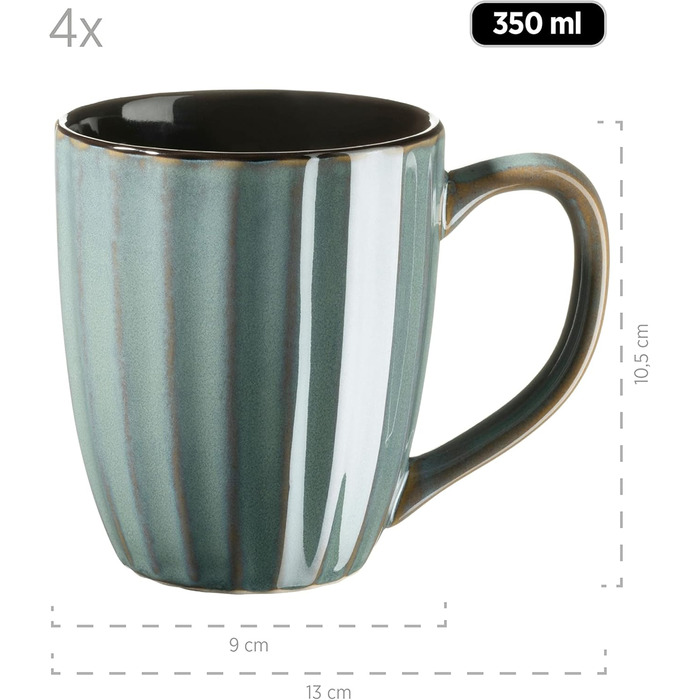 Набір посуду MÄSER Confino для 4 осіб (20 предметів) з кераміки Petrol/Чорний, Вінтаж