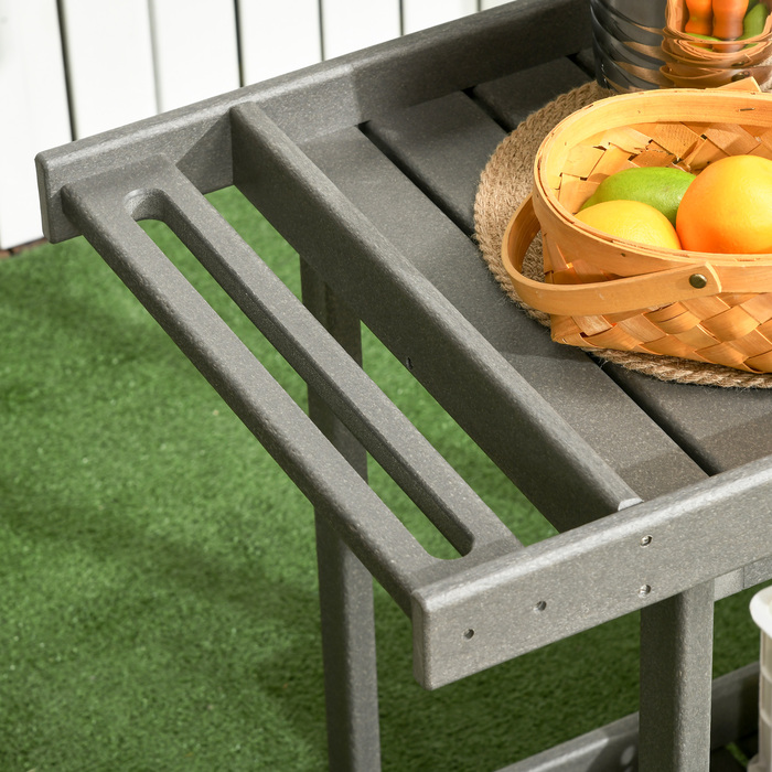 Візок для сервіровки Outsunny Візок для барбекю з рушникосушкою 87x50x80см, Садовий візок з 2 полицями, Відкритий багатофункціональний стіл